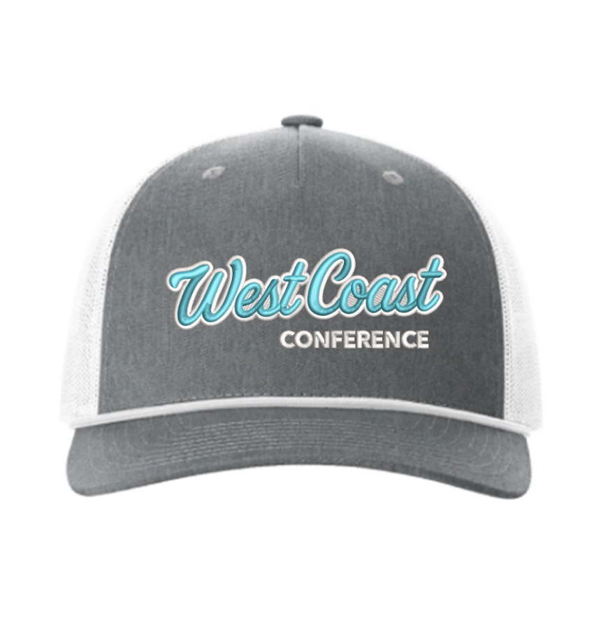 West Coast Conference Trucker Hat with Rope - Grey or Black